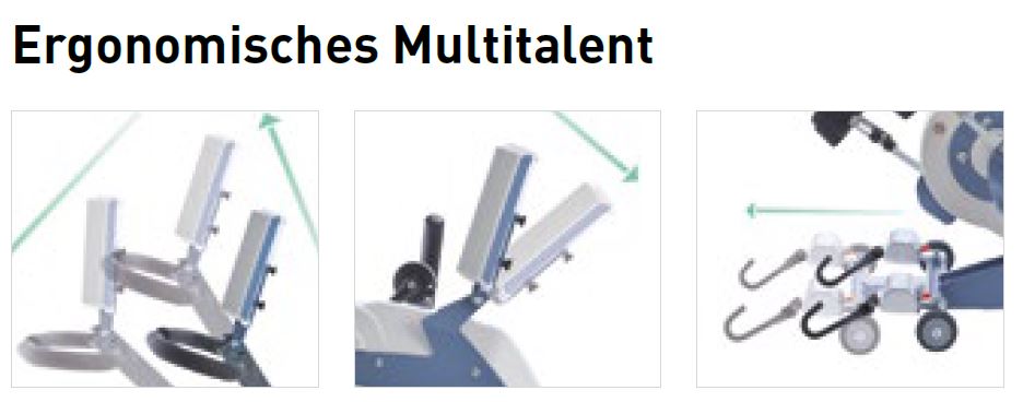 THERA-Trainer tigo 558 Bewegungstrainer, Beintrainer, Oberköpertrainer, aktives (mit Muskelkraft), assistives oder passives (mit Motorkraft) Training möglich, 7'' Farbbild-Bildschirm mit BioFeedback