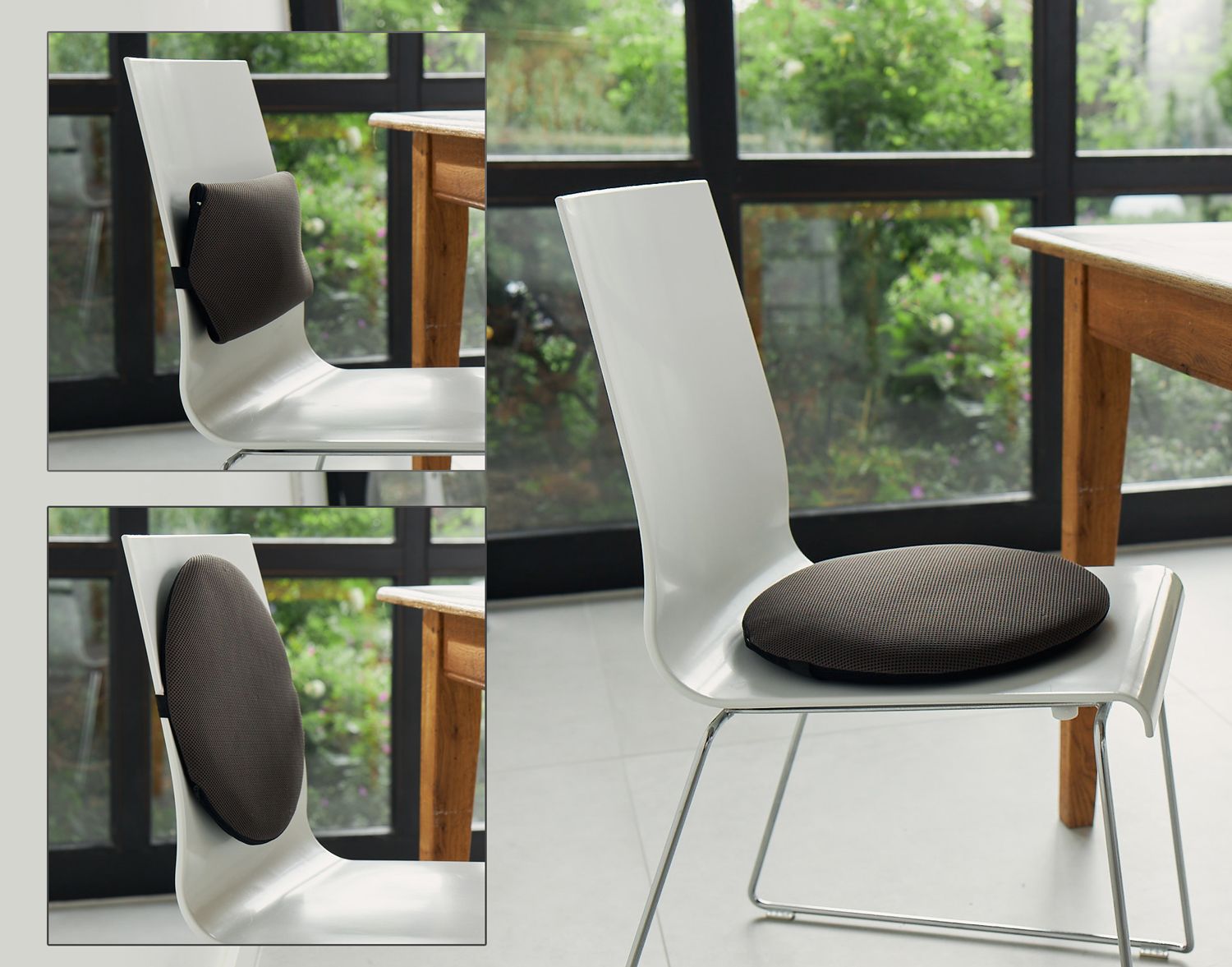 Aerosoft 3-in-1 Kissen, schwarz/grau, Sitzkissen, Rückenkissen, Lendenkissen, luftgefüllt, inkl. Pumpe, bis 120 kg