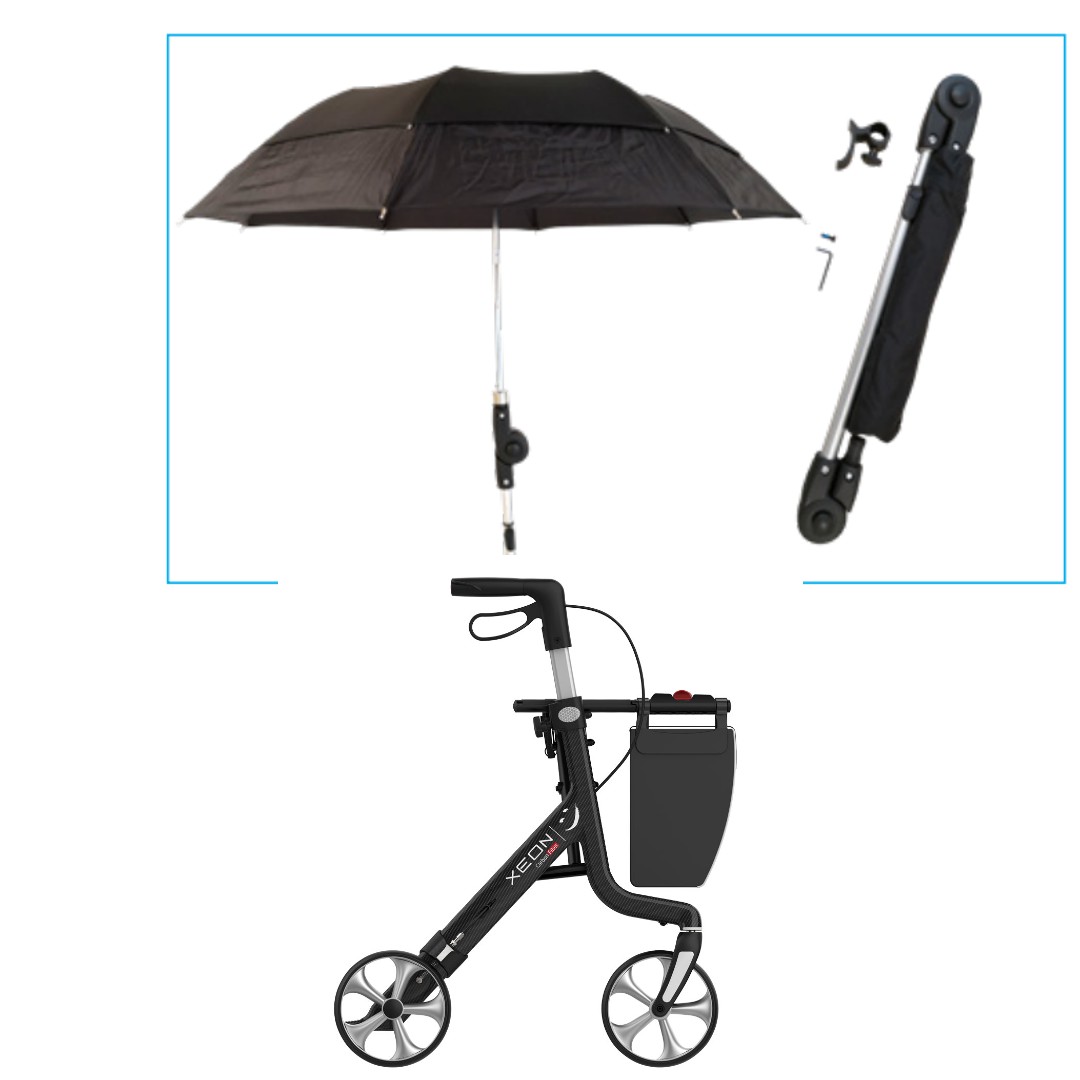 Schirm inkl. Halterung für Xeon Rollator, Original Xeon Zubehör, perfekt abgestimmt, Rollatorschirm zum Schutz vor Sonne & Regen