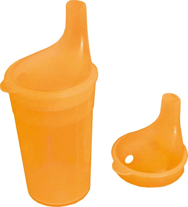 Trinkbecher orange, mit Tee- und Brei-Aufsatz, ca. 250 ml