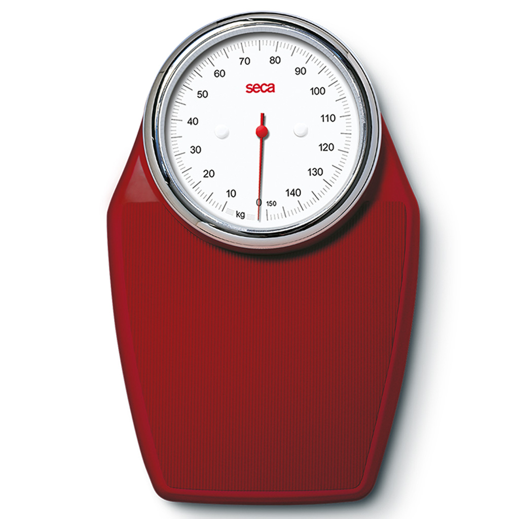Seca 760 Flachwaage, Farbe weinrot, bis 150kg, mechanische Personenwaage
