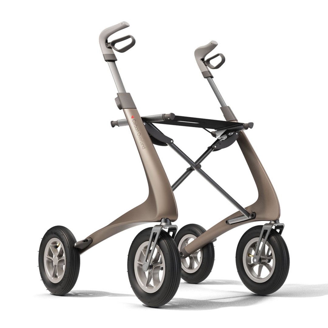 byACRE Rollator Carbon Overland metallic-bronze, All-Terrain-Rollator (Outdoor + Indoor) mit Luftreifen und Federung, nur 6,7kg, bis 150kg, neue Version, inkl. Tasche