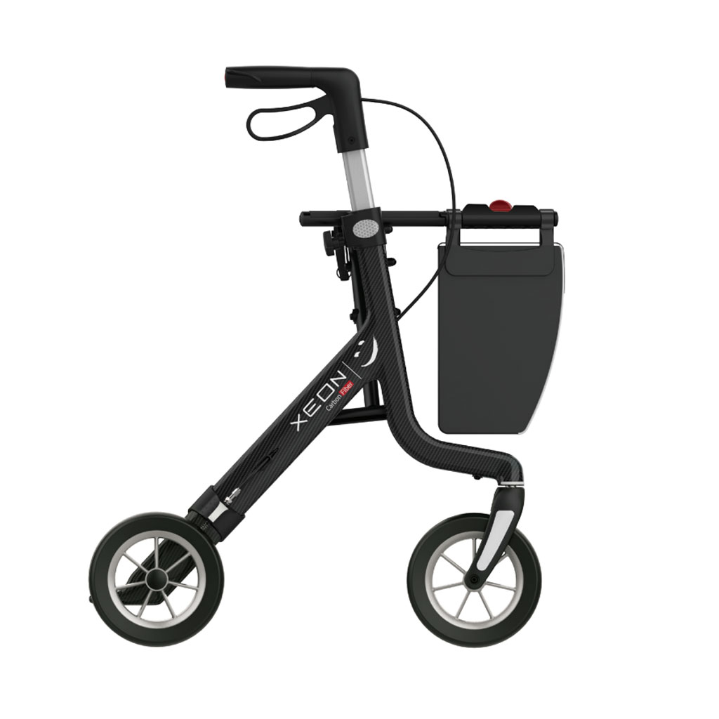 XEON CARBON Rollator PUR-Softbereifung, (L) Sitzhöhe 63cm, Griffhöhe 80-100cm, Ultra Leichtgewichts Rollator, bis 150kg