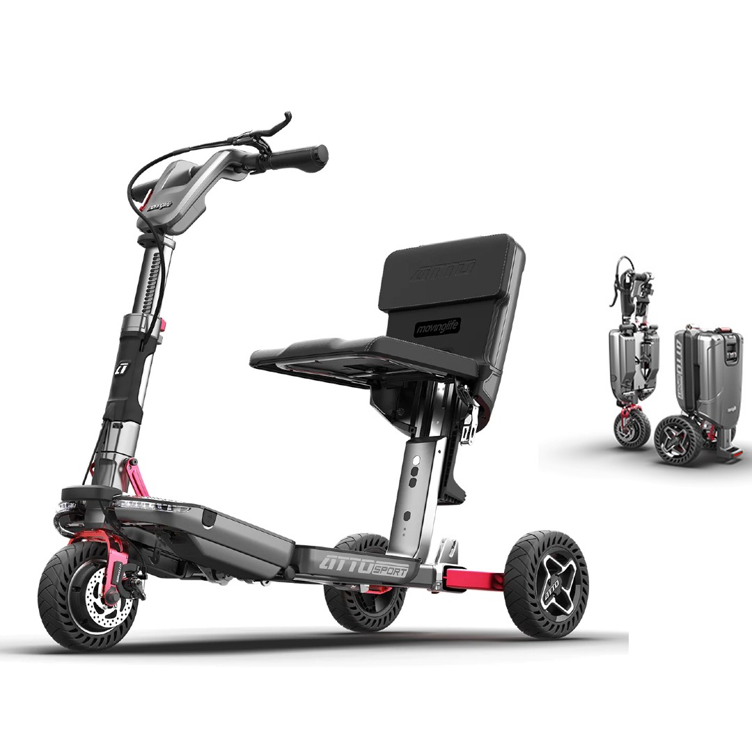 Movinglife ATTO SPORT Mobilitätsroller, faltbares und kompaktes Elektromobil, Elektroscooter für Transport trennbar (17,5 bzw. 14,5 kg), bis 120kg