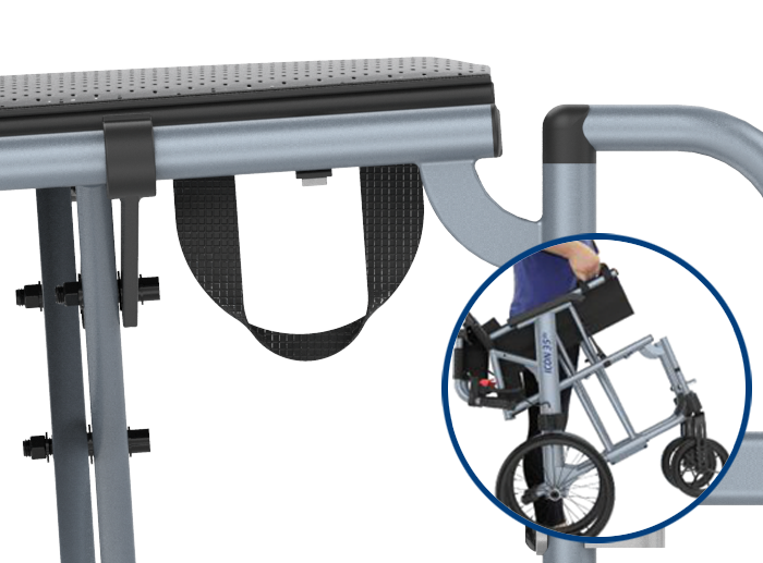 ICON Luxe 35 Ultra Lite LX-45-22 Rollstuhl, Selbstfahrer 22''-Räder, Leichtgewichts-Transportrollstuhl aus Aluminium in Schwarz, SB 45cm (Medium), Druckbremse + Begleiterbremse