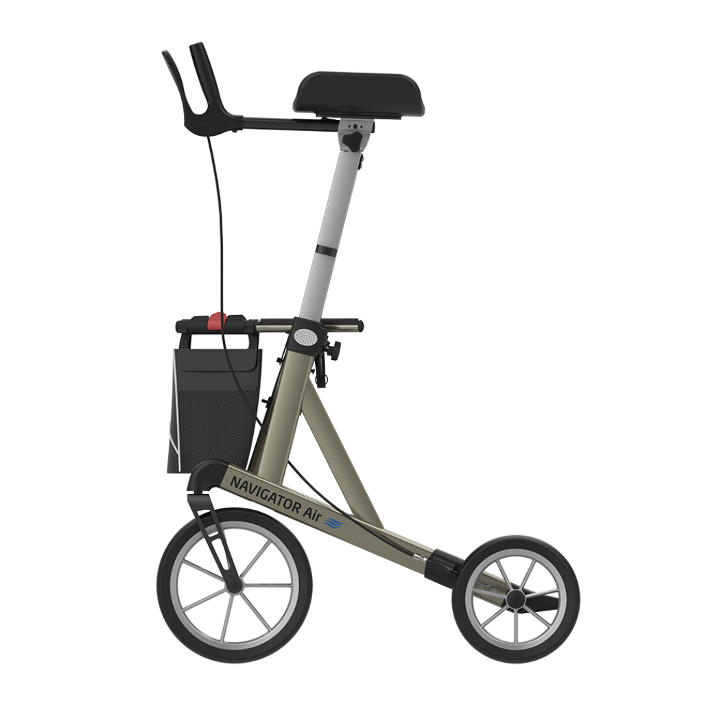 Navigator AIR Outdoor Arthritis Rollator, HMV, Rollator mit Unterarmauflagen für den Innen + Aussenbereich, bis 200kg, inkl. Rückengurt + Softräder