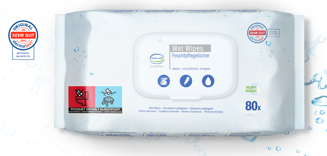 12 x Forma-care Sensitive Feuchtpflegetücher, alkohol- und parfümfrei, 80 Stck je Päckchen (960 Gesamttücher)