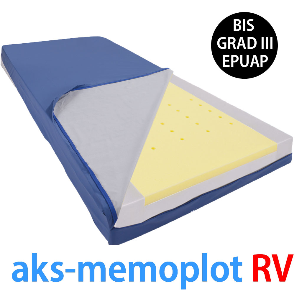 AKS Memoplot RV Matratze, HMV, Antidekubitus-Weichlagerungsmatratze, bis Grad III, zusätzlich mit Randzonenverstärkung, inko-air-Matratzenhülle, bis 120kg