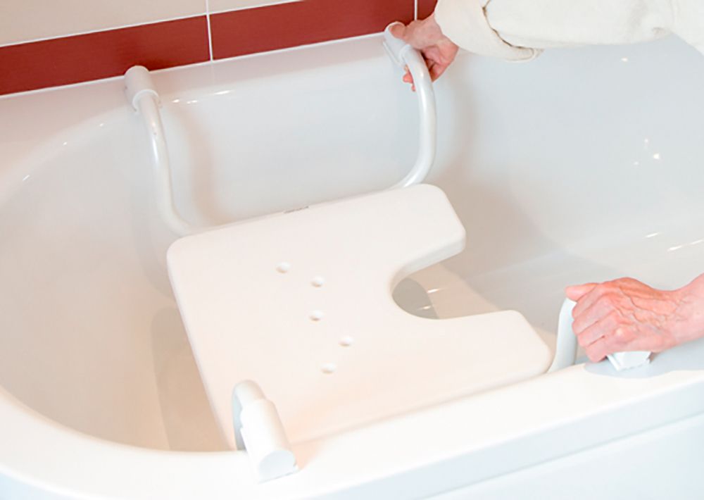 Russka Aluminium-Badewannensitz, Sitz zum einhängen in die Badewannen, Hygieneausschnitt, bis 130kg