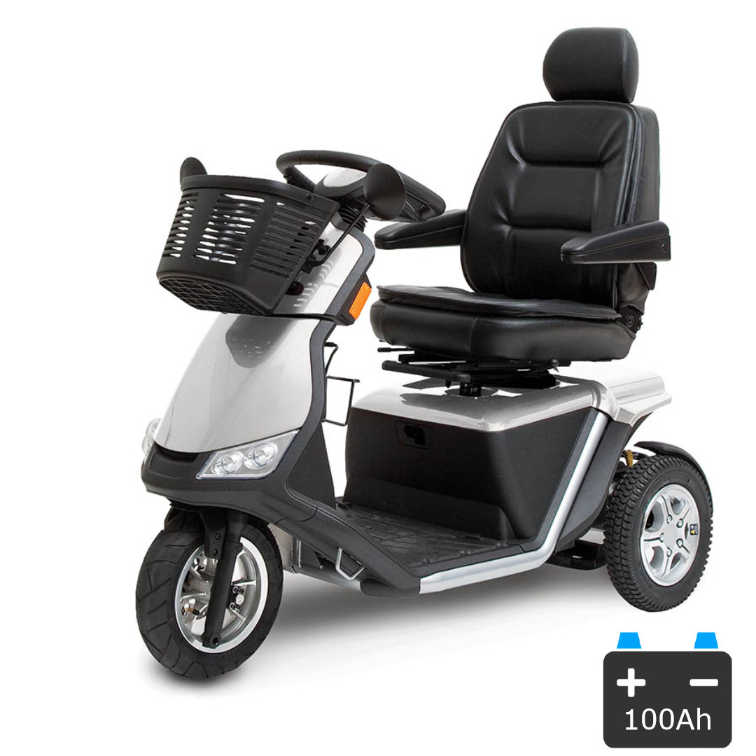 Pride Zolar-100 3-Rad Scooter, 15 km/h Elektromobil jetzt mit Extra 100Ah Power Batterie & Vollfederung (Bestellware)
