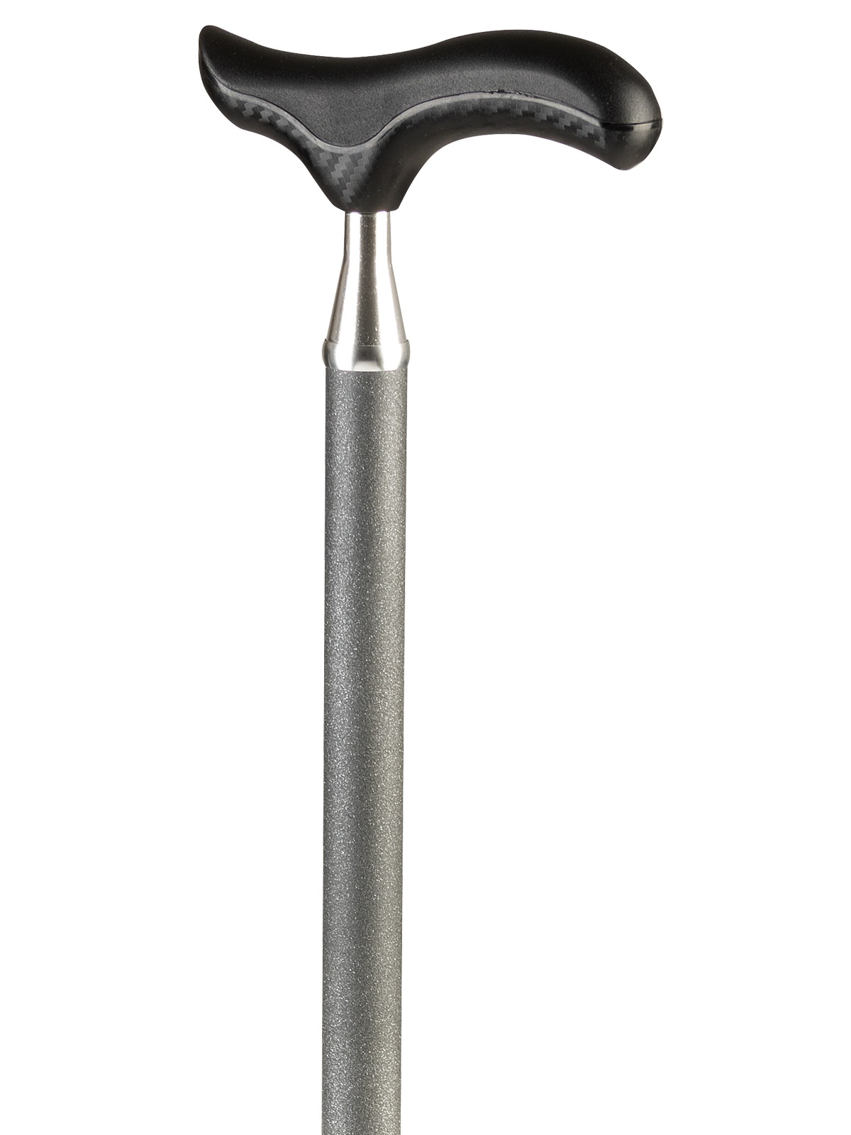 Leichtmetallstock mit Derbygriff SOFT in Carbonoptik, Farbe struktur grau, verstellbar 74-94cm, bis 100kg (Serie 507)