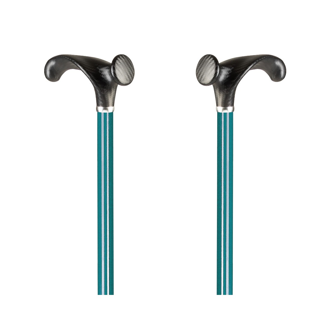 Leichtmetallstock mit anatomischen Griff, Carbonoptik Farbe Türkis, für links oder rechts, bis 150kg (Serie 502)