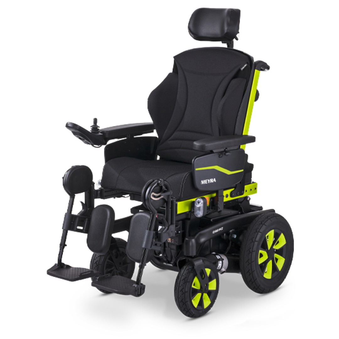 Meyra iChair MC-2 verstärkter Elektrorollstuhl Lementreflex, ERGOSEAT Pro Rücken, ERGOSEAT Sitz, Kopfstütze, höhenverstellbaren Beinstützen, 6 km/h, 80AH Akku, Motor 300W, R-NET LED Steuerung