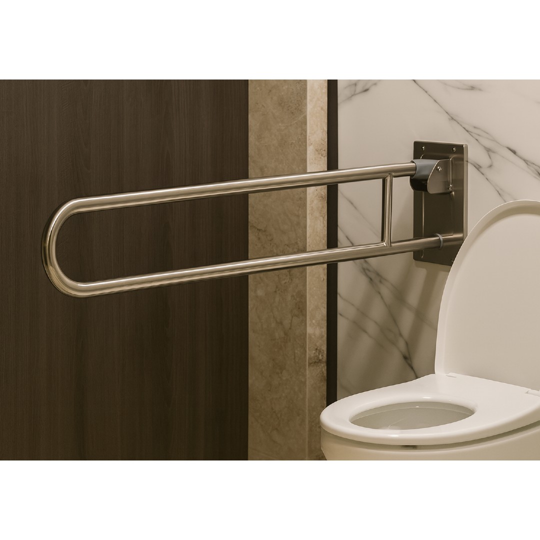 RUSSKA Stützklappgriff Edelstahl glatt poliert, in 60 oder 80cm Länge, Stützgriff wegklappbar, für Bad + WC, Stück, HMV 04.40.05.1214