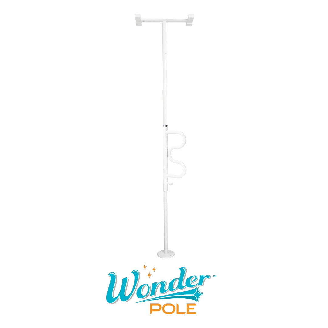 Boden-Deckenstange WonderPOLE mit Rezept, kein Schrauben nötig, drehbarer Griff, Bad- & Wohnungs-Haltegriff ohne bohren - jetzt mit Rezeptservice