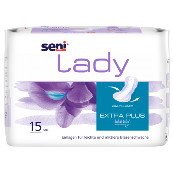 Seni Lady Extra Plus, atmungsaktive Inkontinenz Einlagen für Frauen, neue Größe, P=15