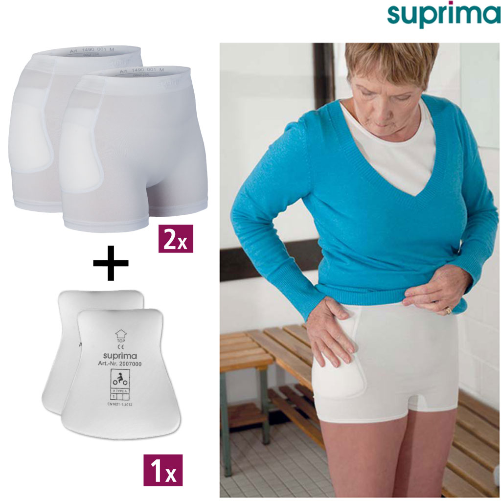 Suprima Protektor-Slip Set 1 ( 2 x 1490 + 1 x 2007 ), Hüftschutzhosen im Set, für Damen & Herren, mit zwei Hosen und einem Protektorpaar