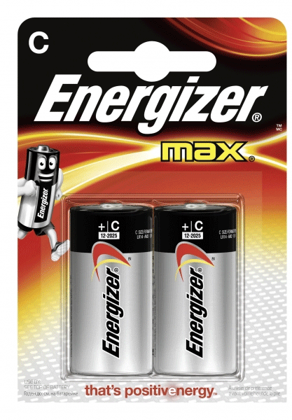 Batterie Baby ( C ) Energizer Max Alkaline Baby - C - LR14 - 2er Blister, Qualitäts-Batterien, Maxipack, (P=2)