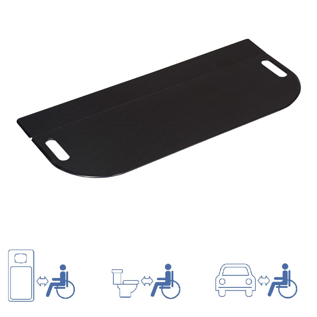 Alpha® Flexibles Rutschbrett mit abgrundeten Ecken, HMV, mit Griffmulden, 74x32 cm, schwarz, Polyethylen, bis 200kg