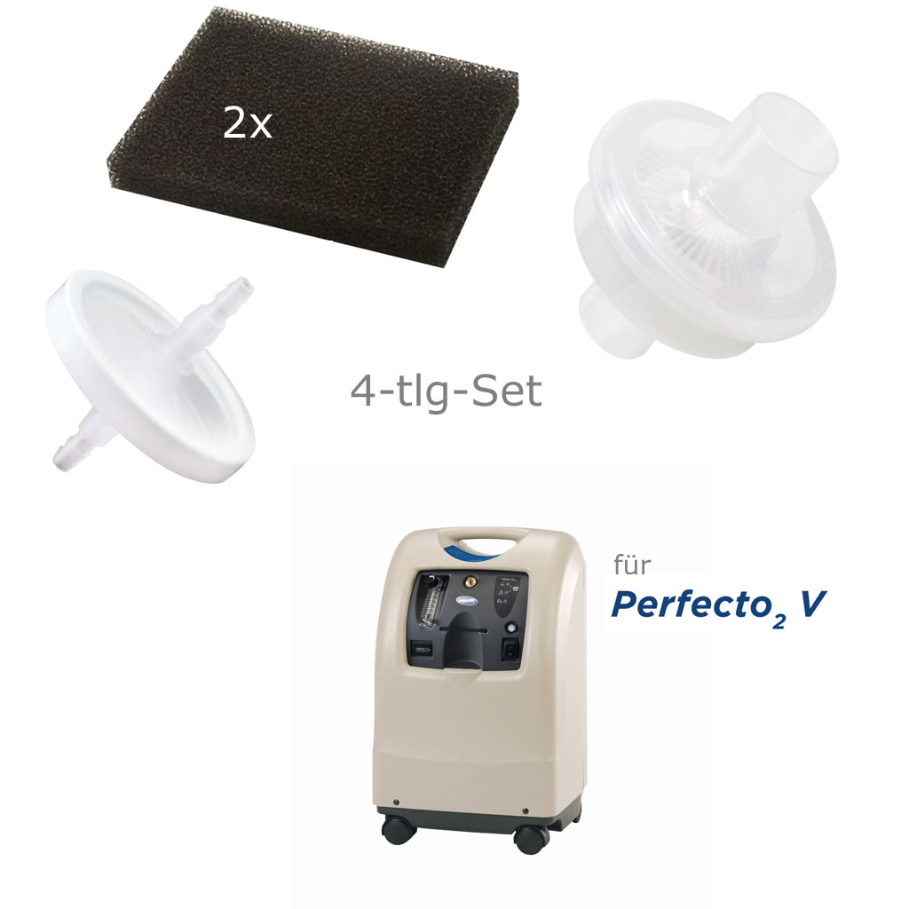 AEROvent Filter-Set I9, bestehend aus 2 x Grobfilter, Intakefilter, Bakterienausgangsfilter, für Invacare Perferct O2 Sauerstoffkonzentrator (4-tlg-Set)
