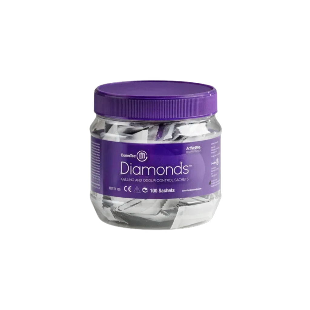 Convatec Diamond Sachets Superabsorber (P=100 Stück) bindet Gerüche und Flüssigkeit durch Umwandlung in ein Gel