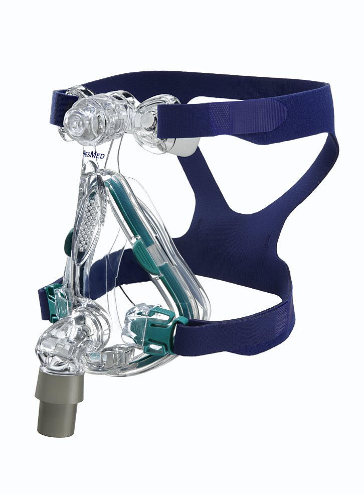 Mirage Quattro Full Face Maske CPAP von ResMed, die bewährte Nasen- und Mundmaske, mit Kopfband & Ausatemventil (#2378)