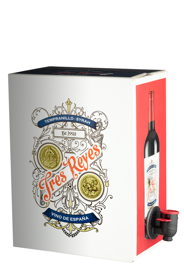 Tres Reyes Tempranillo-Syrah Bag-in-Box - 3,0 L (2022) - Bodegas y Viñedos Muñoz - Rotwein aus Spanien