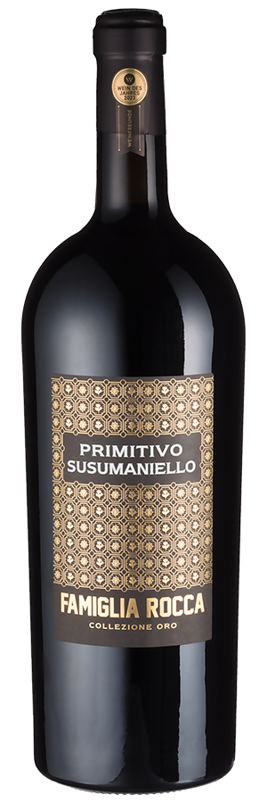 Famiglia Rocca Primitivo Susumaniello Collezione Oro - 1,5 L-Magnum (2022) - Angelo Rocca - Rotwein aus Apulien, Italien