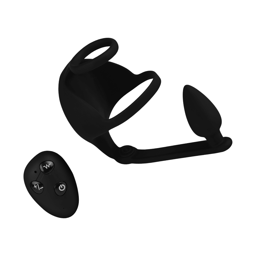 Vibro-Penis - und Hodenring mit integriertem Analplug