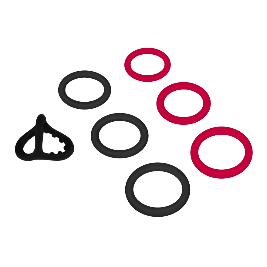Penis- und Hodenring-Set aus Silikon, 7-tlg.