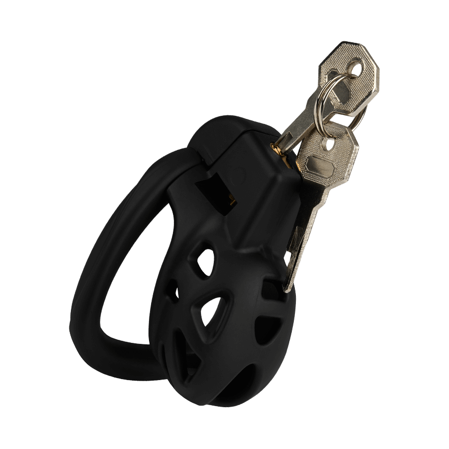 Keuschheitskäfig mit 3 Ringen, Größe XS