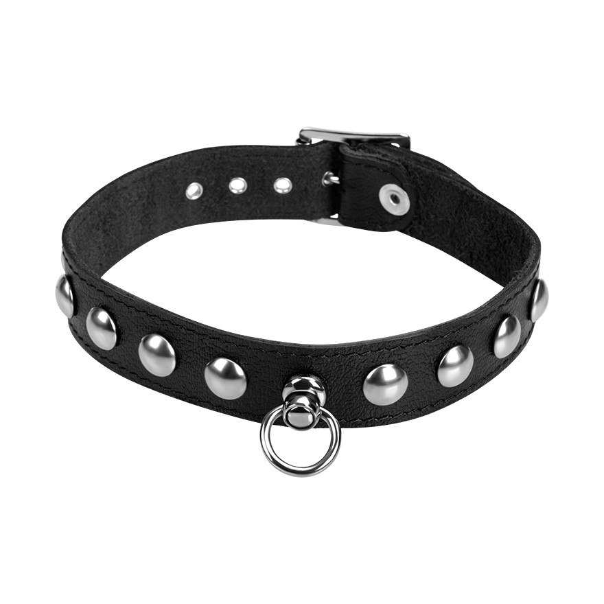 Leder-Halsband mit Rundnieten