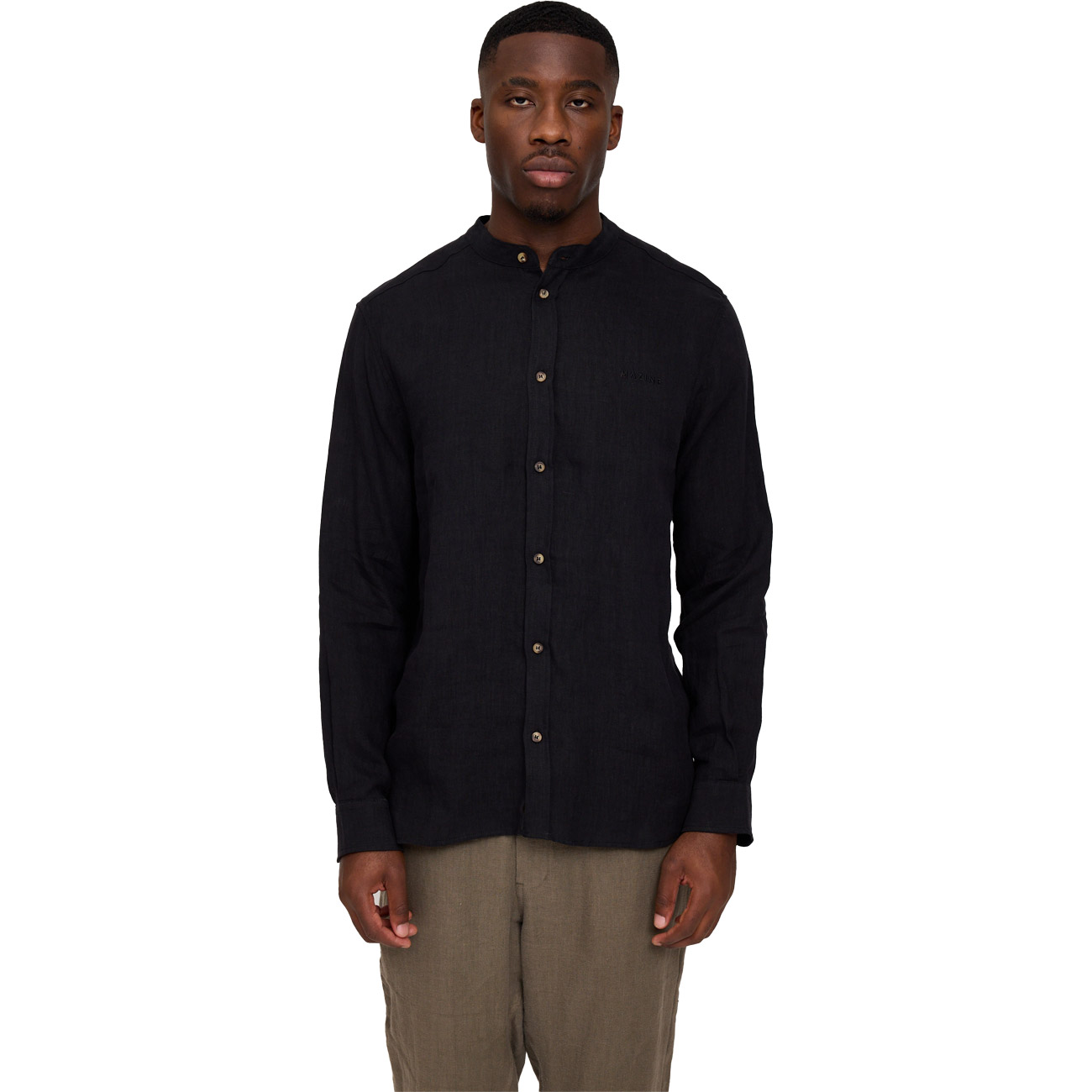 Mazine Herren Hemd Stand Collar Linen Shirt