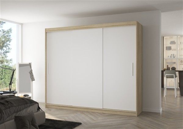 Schiebetürenschrank Schrank Nr.510 in Sonoma Eiche- Weiß matt 250x215x58 cm