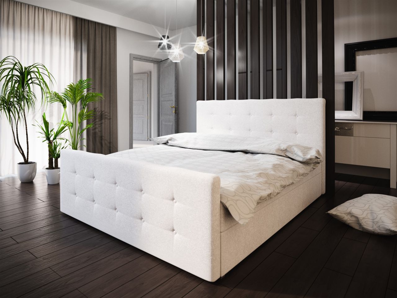 Boxspringbett Bett HUGO -Variante A- 180x200cm Beige inkl.Bettkasten