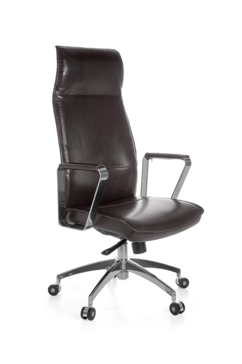 Drehstuhl Bürostuhl Chefsessel AVILA -Echtleder Braun