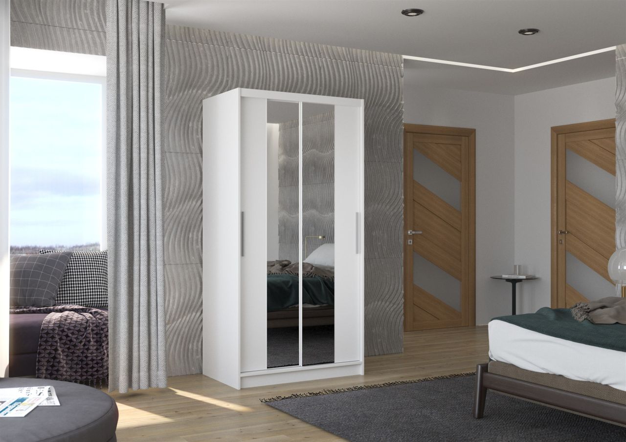Schiebetürenschrank Schrank Nr.105 in Weiß matt 100x200x58 cm