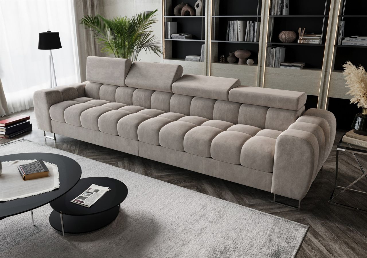 Big Sofa Sofa 4-Sitzer BASTIEN Megasofa in Stoff Terra Hellgrau