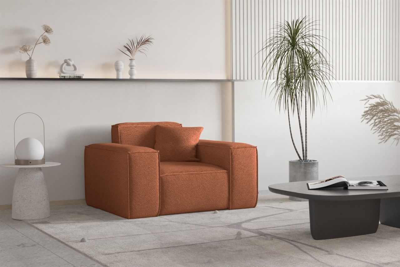 Sessel Designersessel CELES PREMIUM in Stoff Ascot Bukla Terracotta