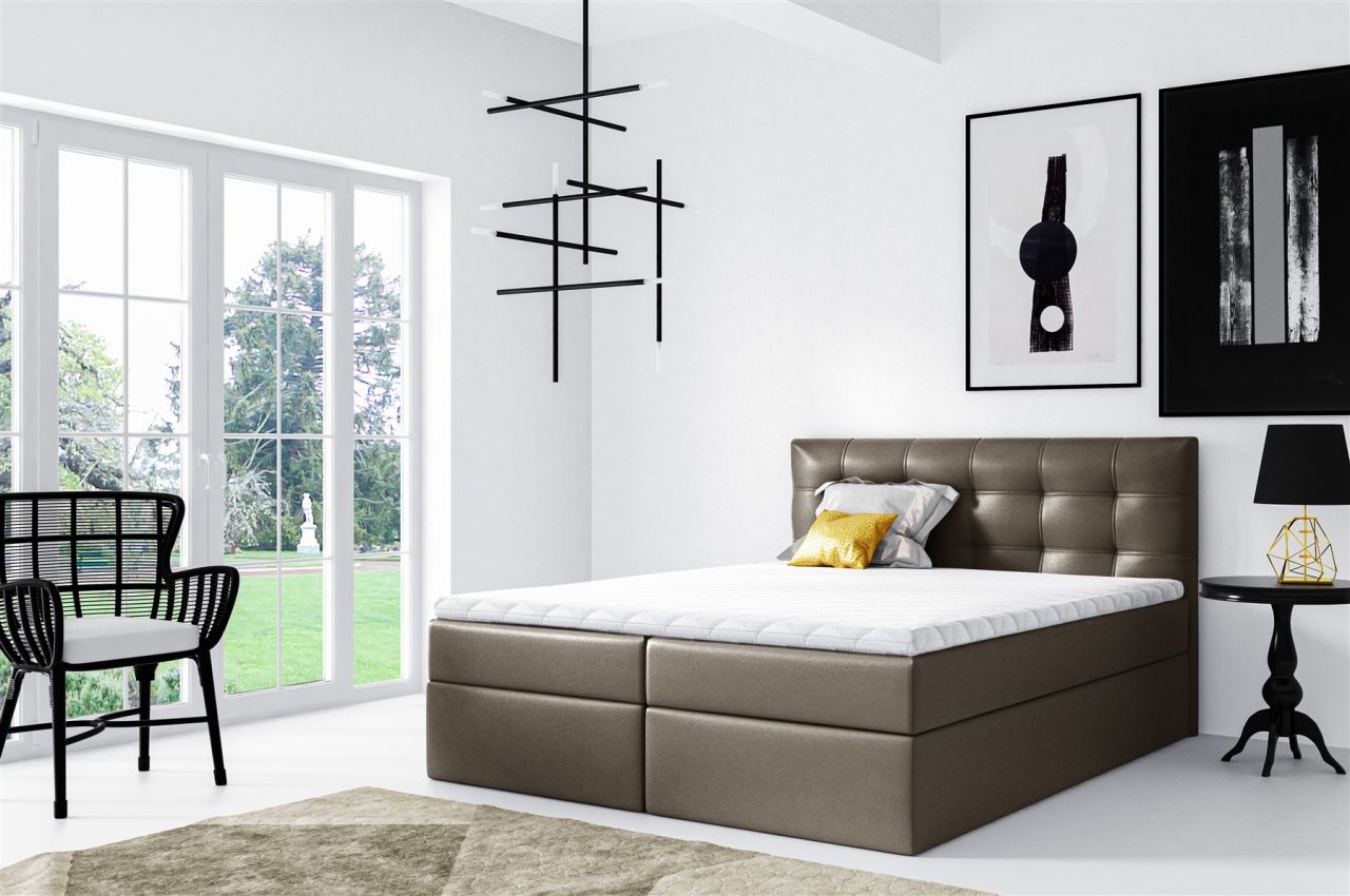 Boxspringbett Schlafzimmerbett OVIEDO 200x200cm Kunstleder Braun