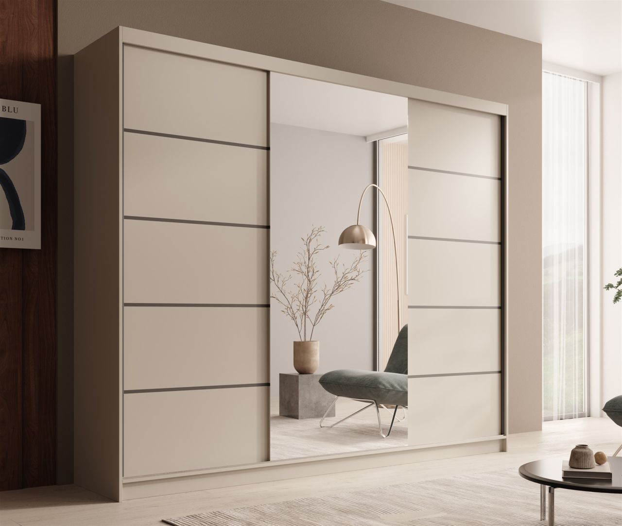 Schiebetürenschrank Schrank OSLO in Cashmere matt 250x215x58 cm