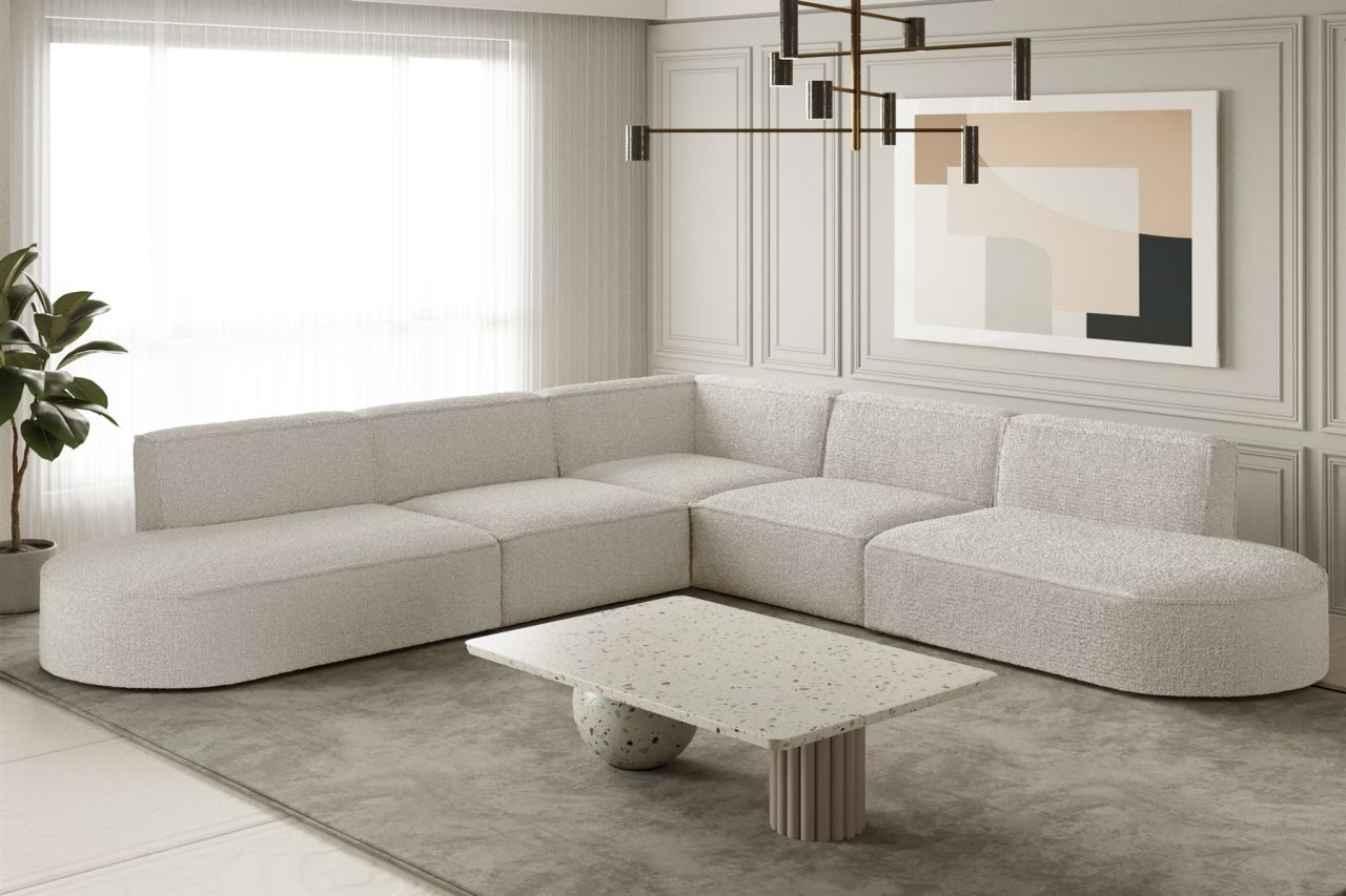 Ecksofa Designersofa PALMA Stoff Ascot Beige Universal