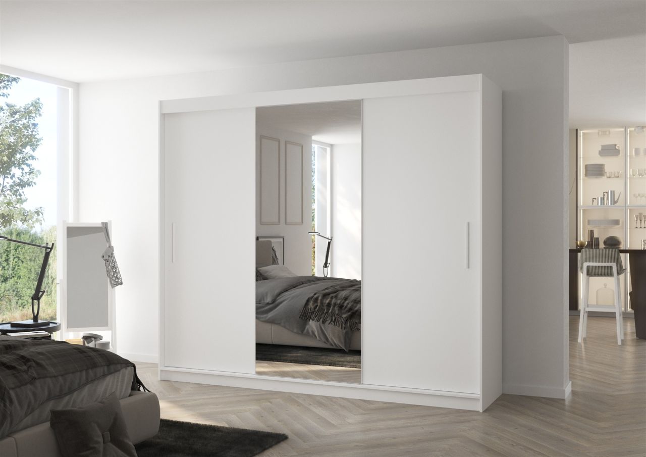 Schiebetürenschrank Schrank Nr.540 in Weiß matt- Spiegel 250x215x58 cm