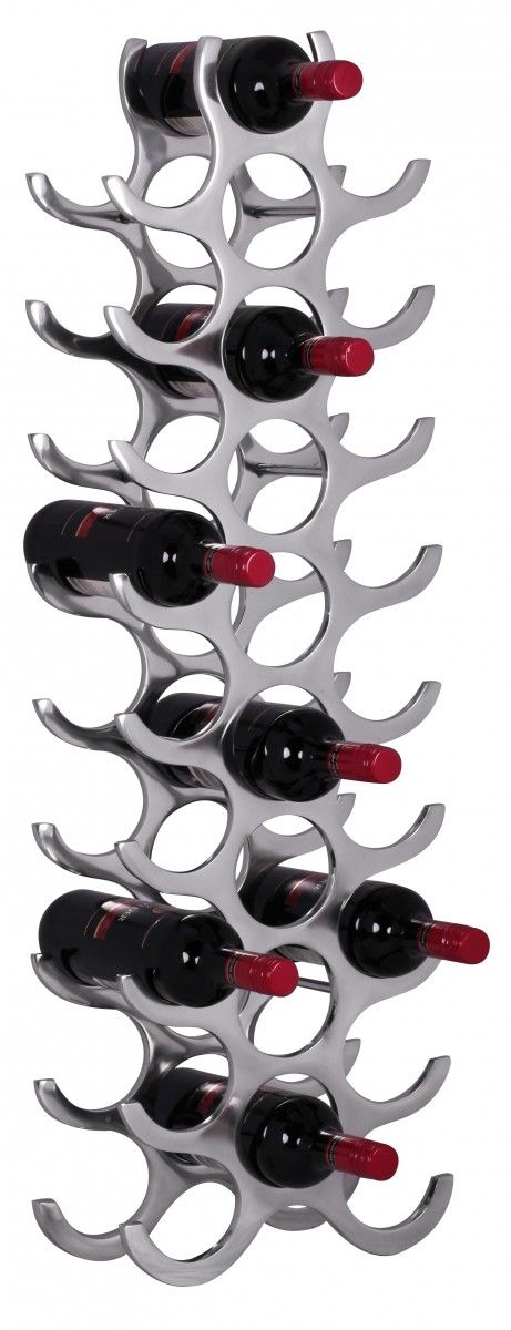 Weinregal Design 98 cm für 27 Flaschen Aluminium Silber