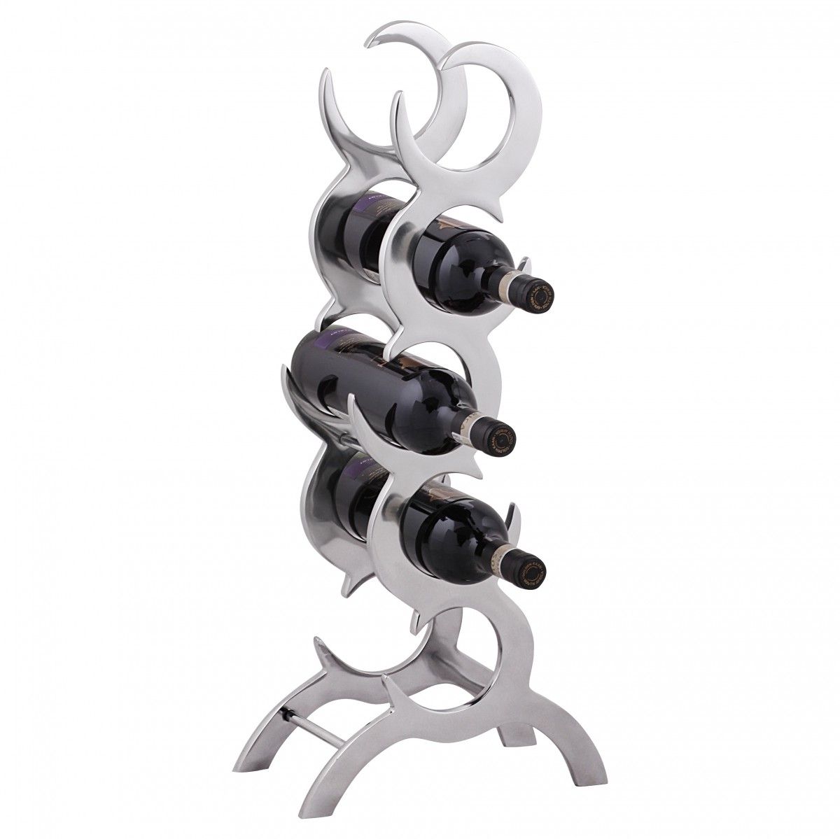 Weinregal Design 65 cm für 5 Flaschen Aluminium Silber