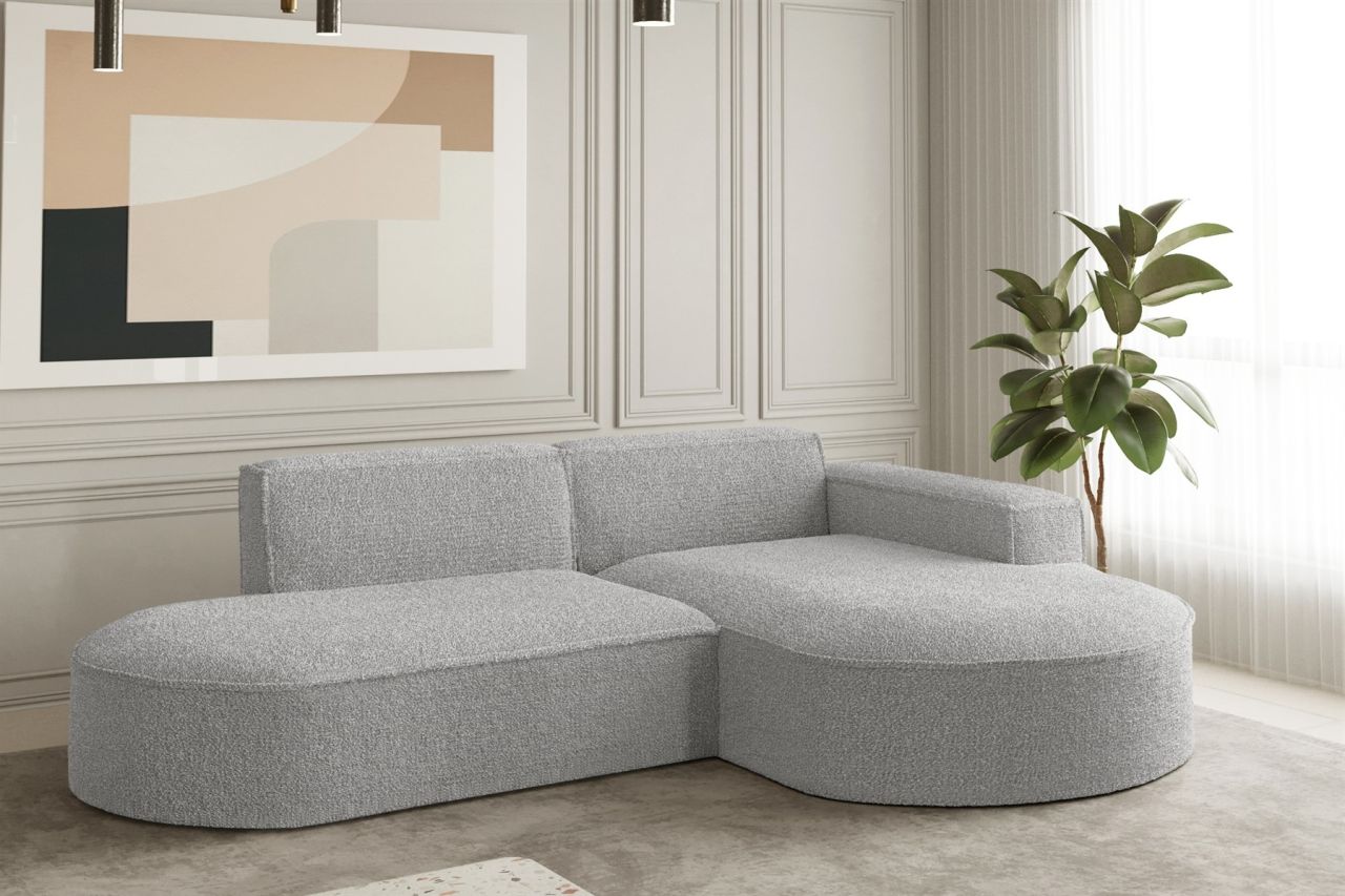 Ecksofa Designersofa PALMA XS in Stoff Ascot Toffee Ottomane Rechts