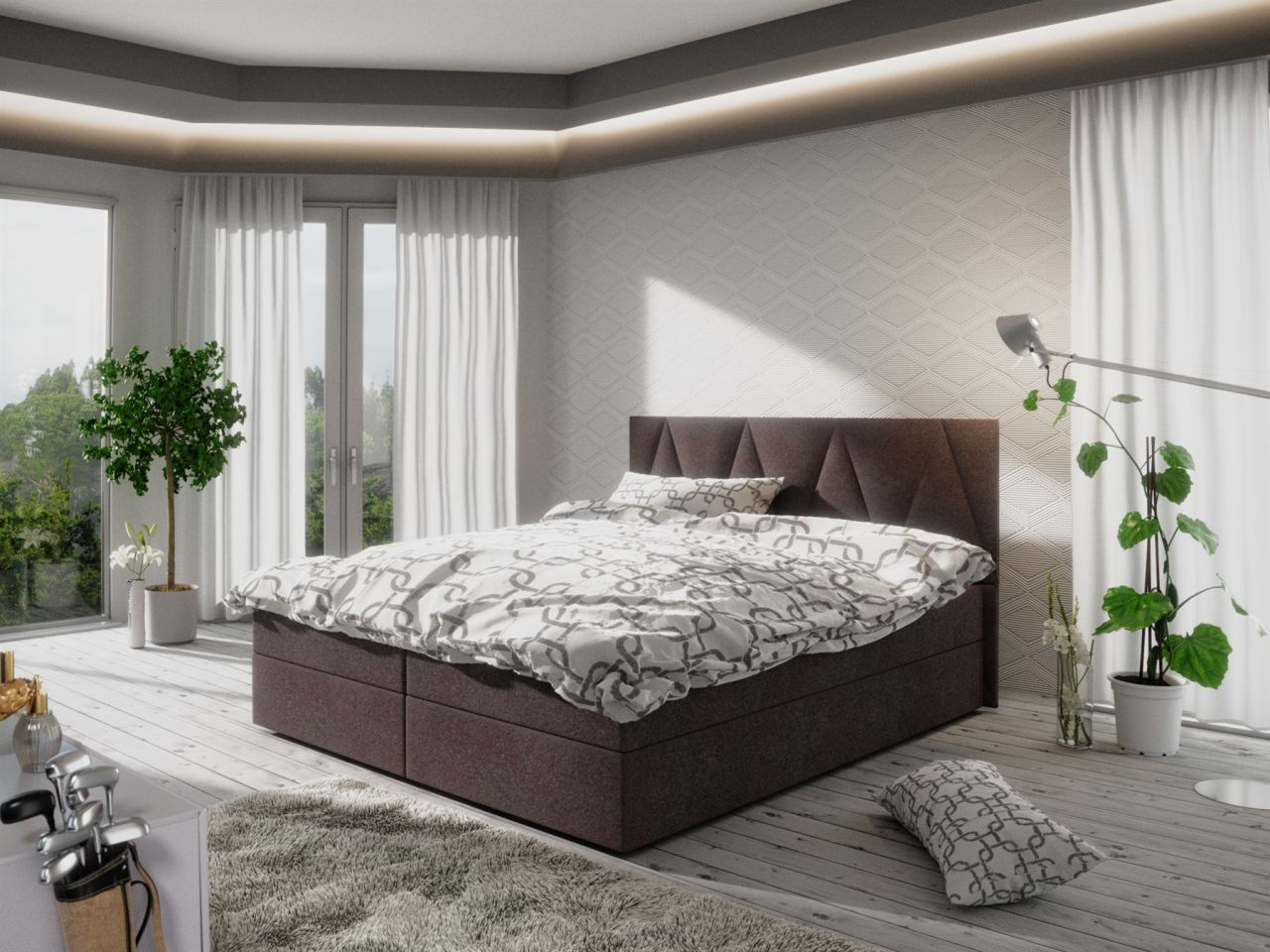 Boxspringbett Schlafzimmerbett GALA 160x200cm Braun inkl.Bettkasten