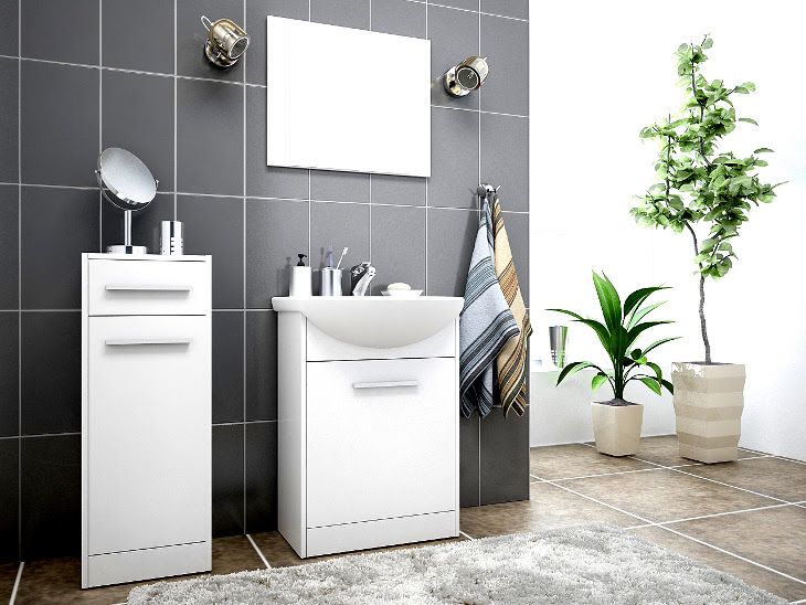 Badmöbel Set 4-Tlg Weiss matt PERM Nr.3 inkl.Waschtisch