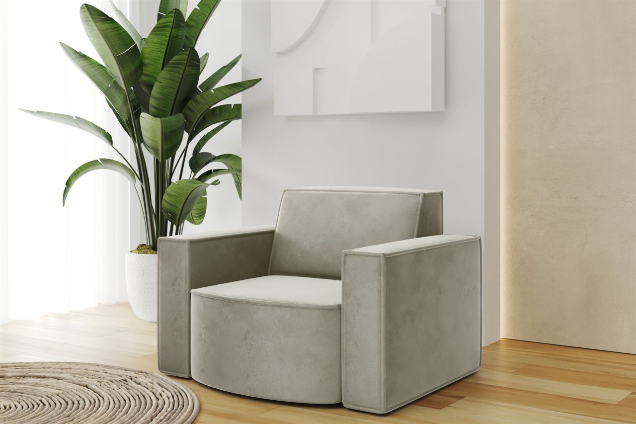 Sessel Designersessel PALMA in Stoff Opera Velvet Pearl