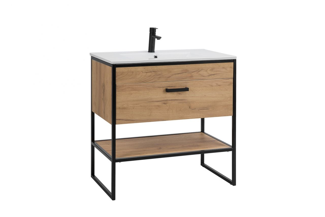 Waschbeckenunterschrank ATLANTA Eiche inkl.Waschbecken 80cm